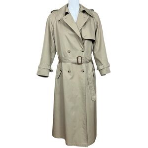 Vintage European Allen Solly Lined Belted Water Repellent Trench Coat Size 10